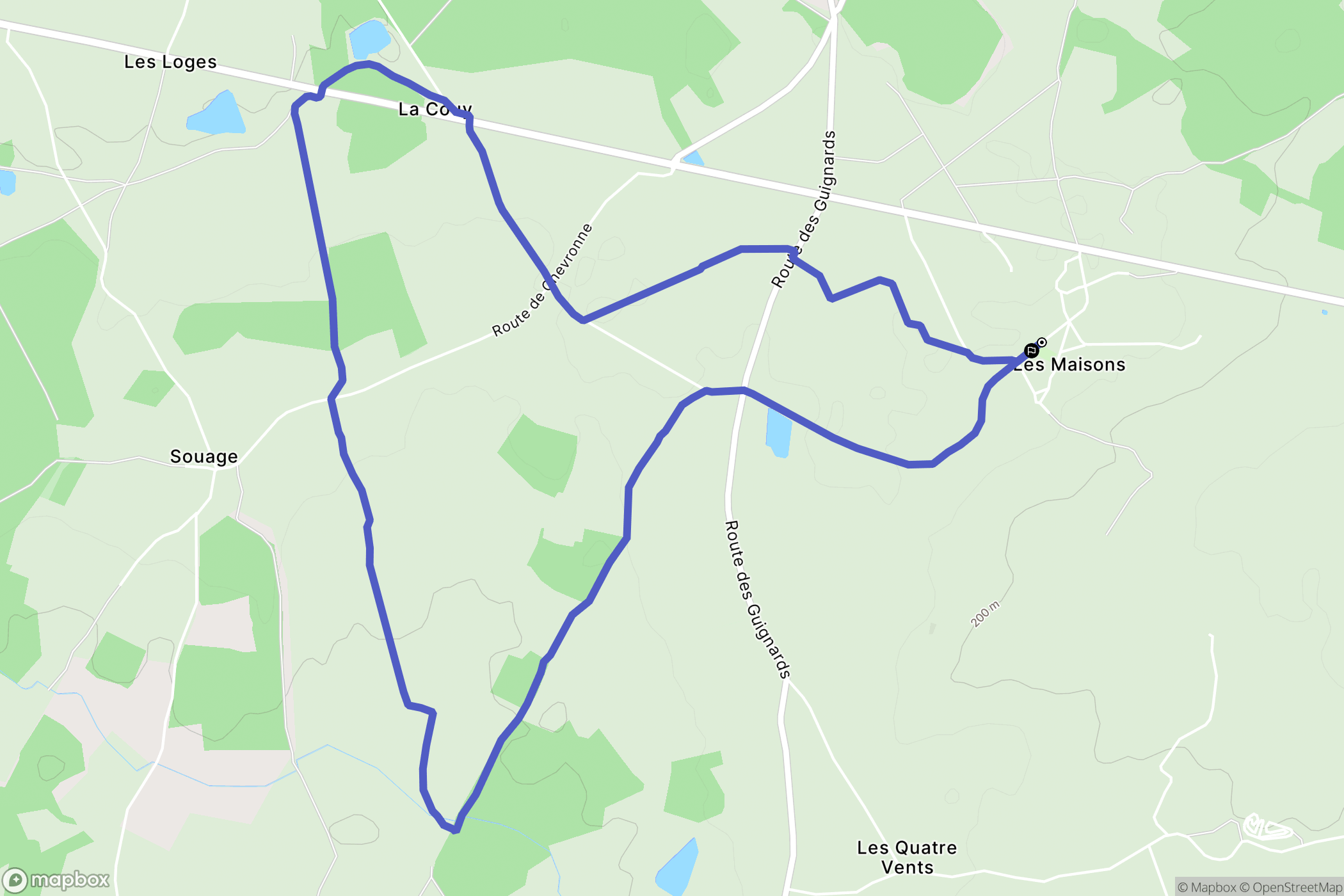 Nozières : carte du parcours de randonnée - France