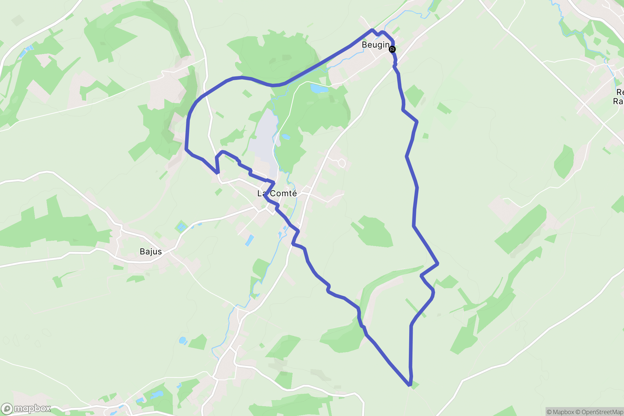 Beugin : carte du parcours de randonnée - France