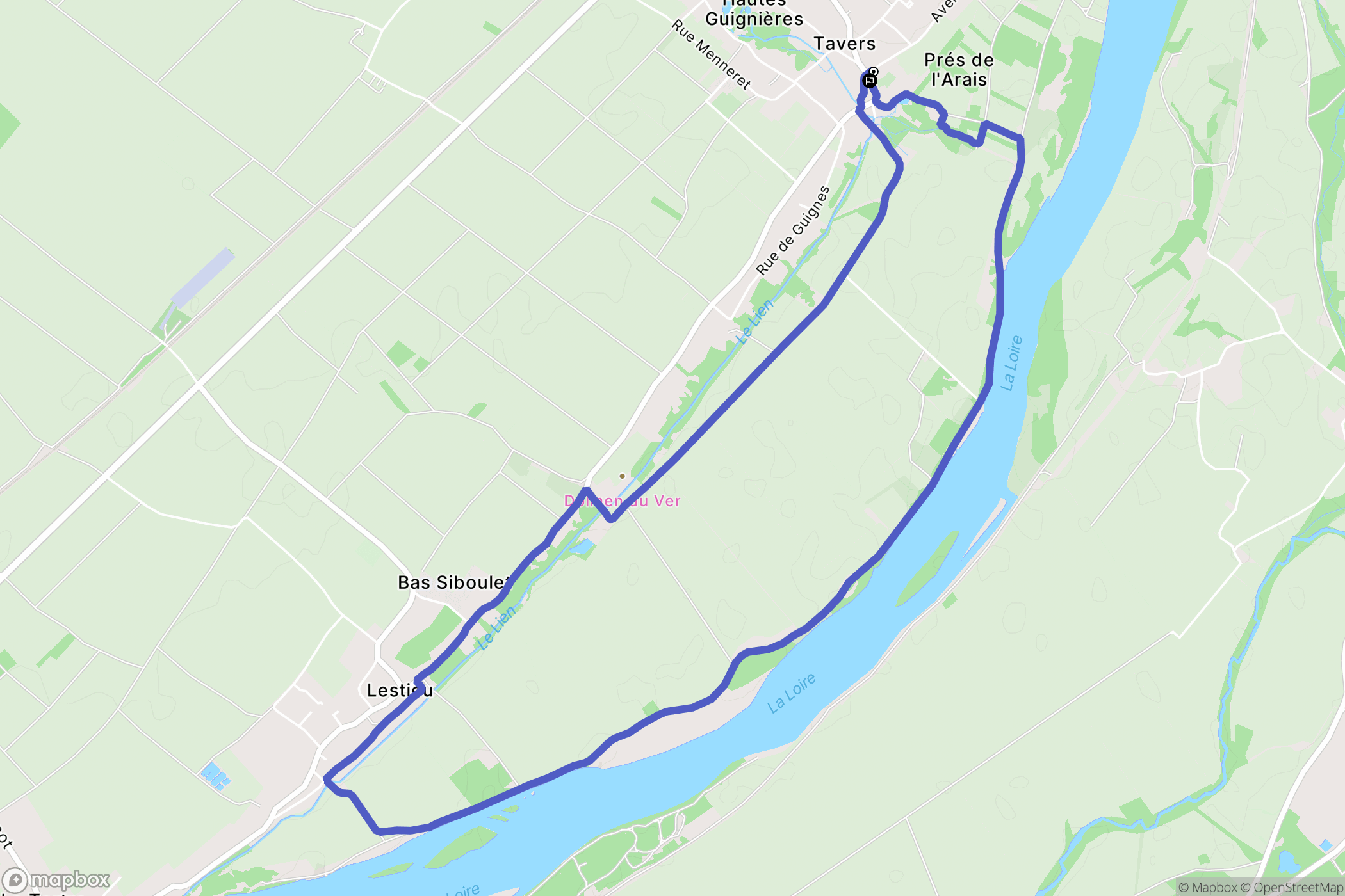 Tavers : carte du parcours de randonnée - France