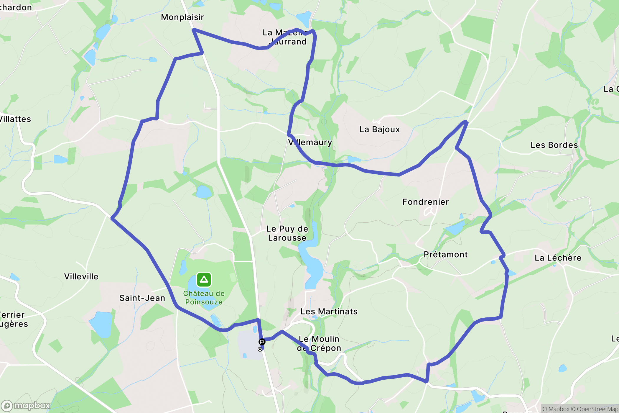 Boussac-Bourg : carte du parcours de randonnée - France