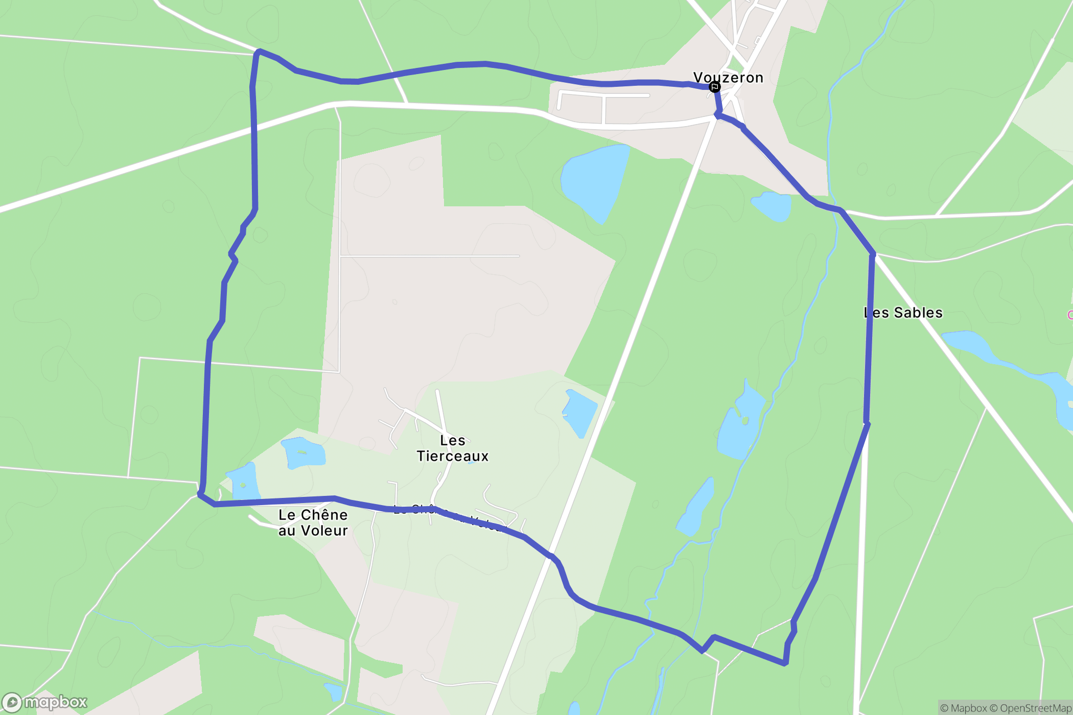 Vouzeron : carte du parcours de randonnée - France