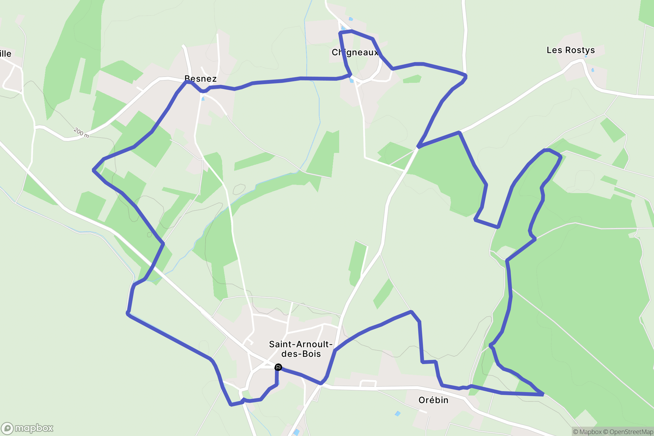 Saint-Arnoult-des-Bois : carte du parcours de randonnée - France