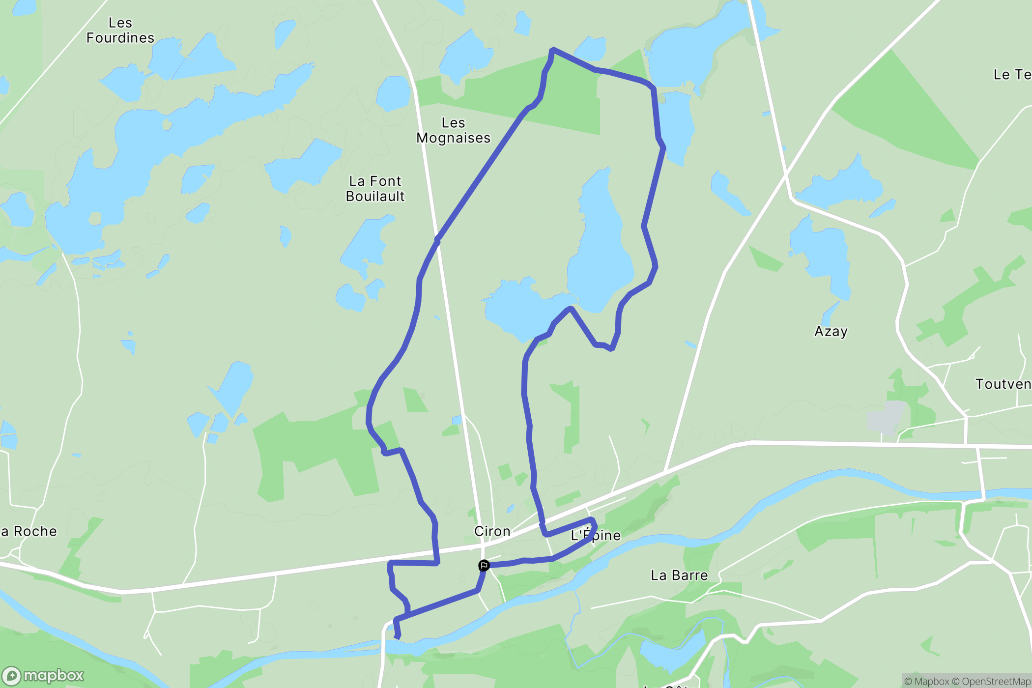 Ciron : carte du parcours de randonnée - France