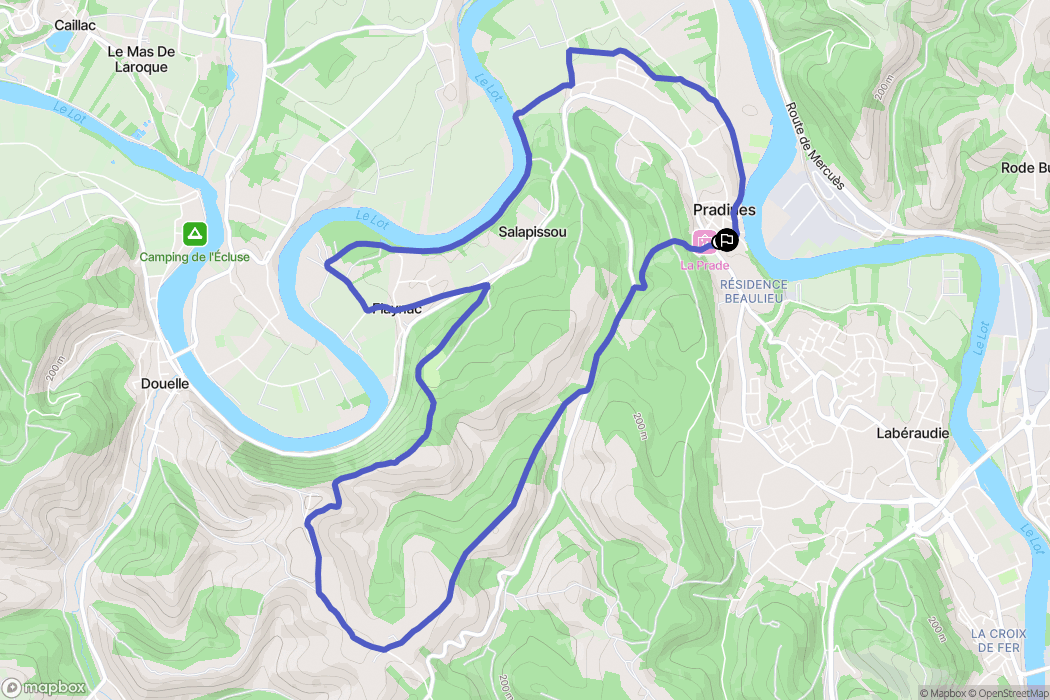 Pradines : carte du parcours de randonnée - France