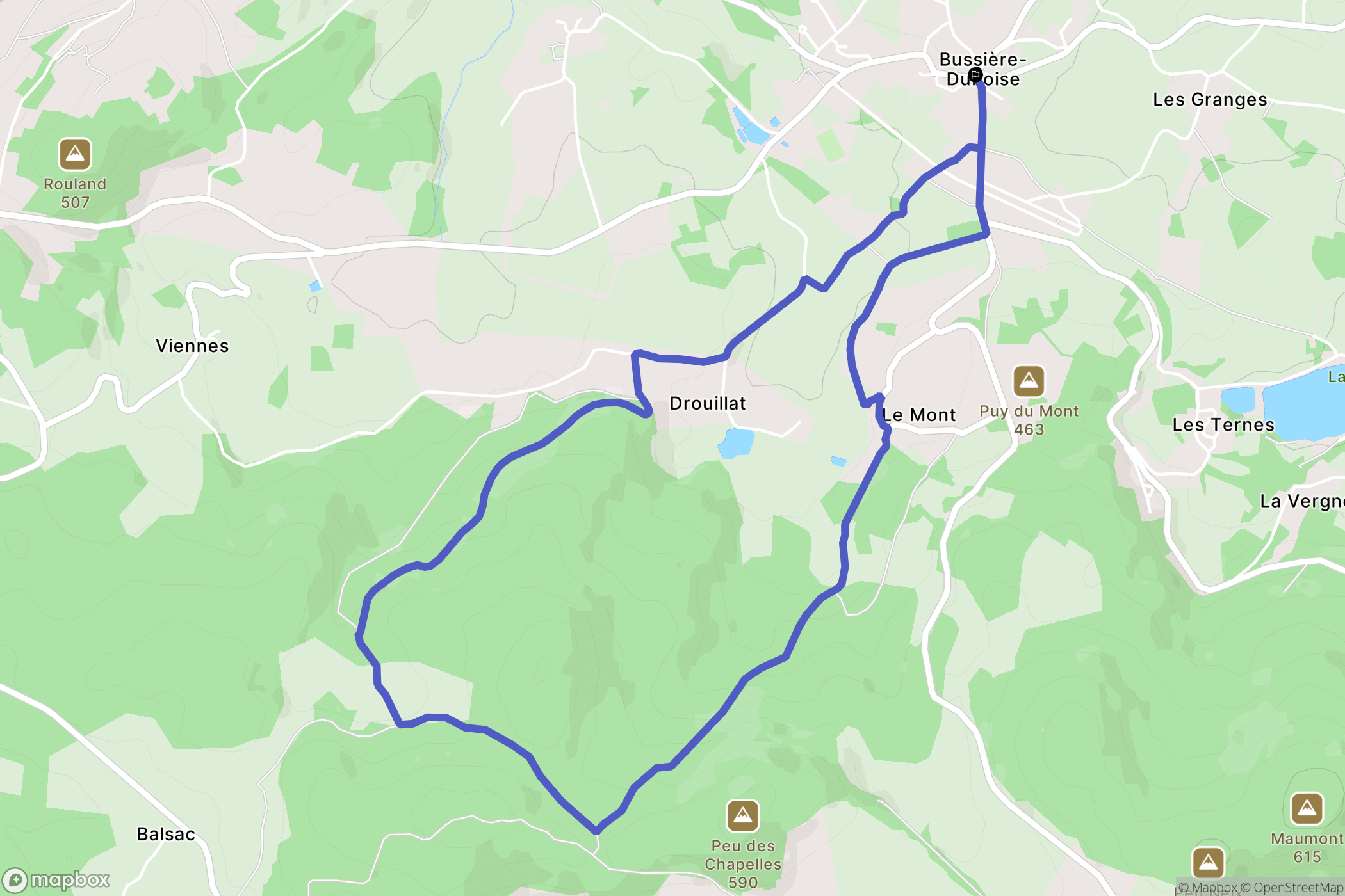 Bussière-Dunoise : carte du parcours de randonnée - France