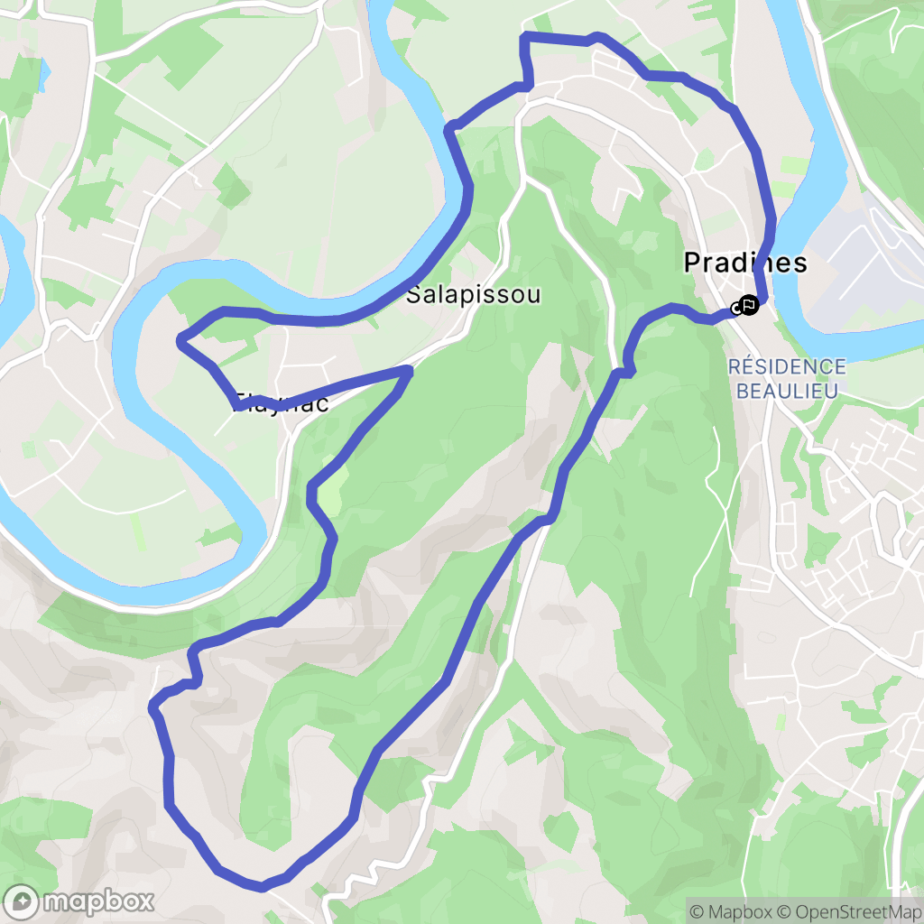 Pradines : carte du parcours de randonnée - France