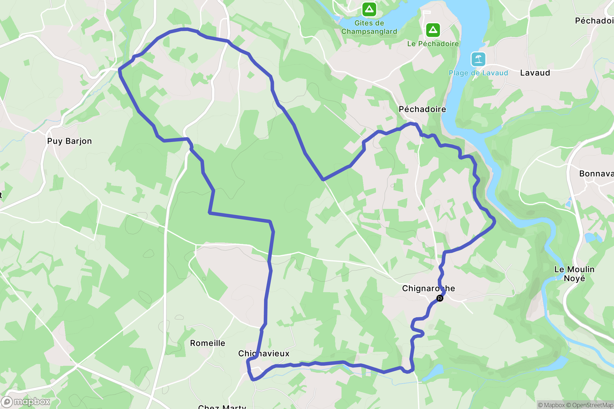 Anzême : carte du parcours de randonnée - France
