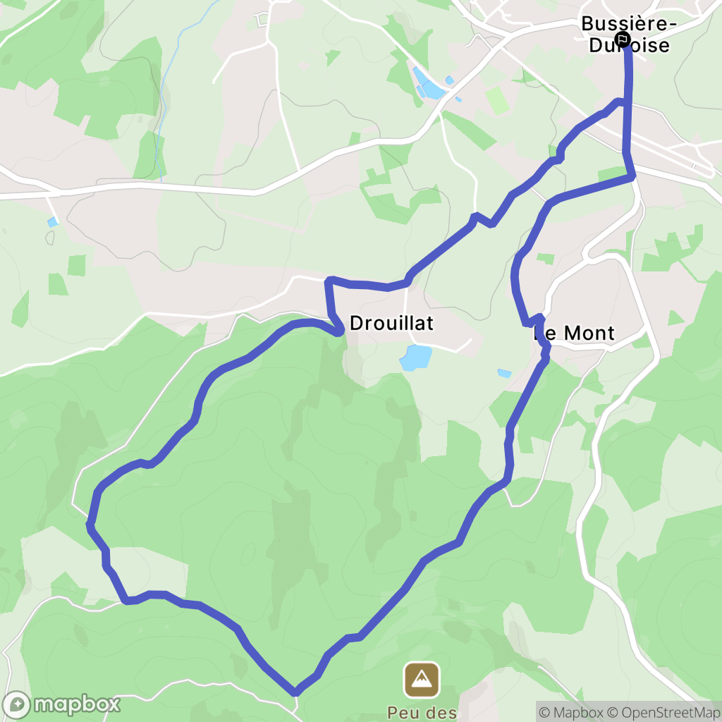Bussière-Dunoise : carte du parcours de randonnée - France