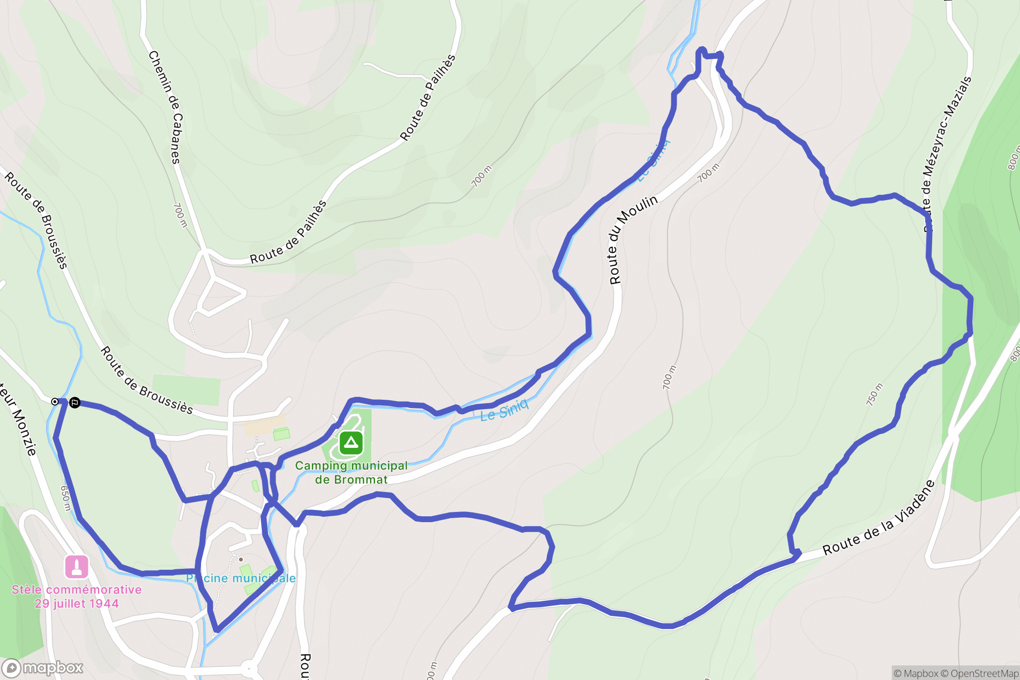 Brommat : carte du parcours de randonnée - France