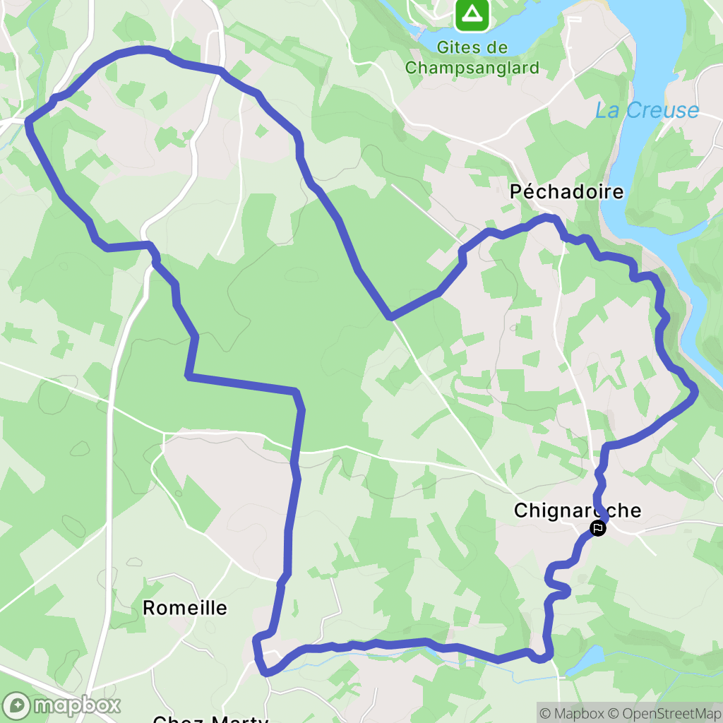 Anzême : carte du parcours de randonnée - France