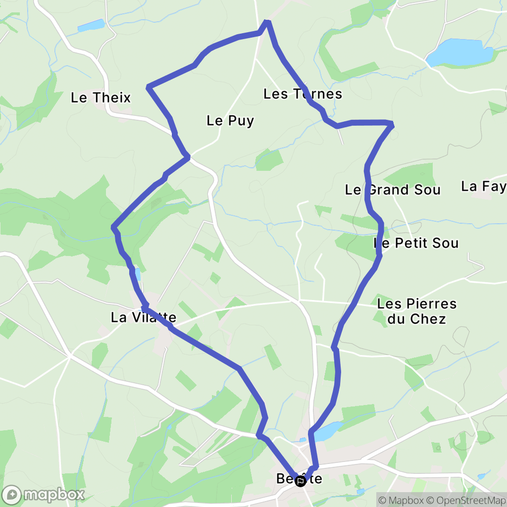 Bétête : carte du parcours de randonnée - France
