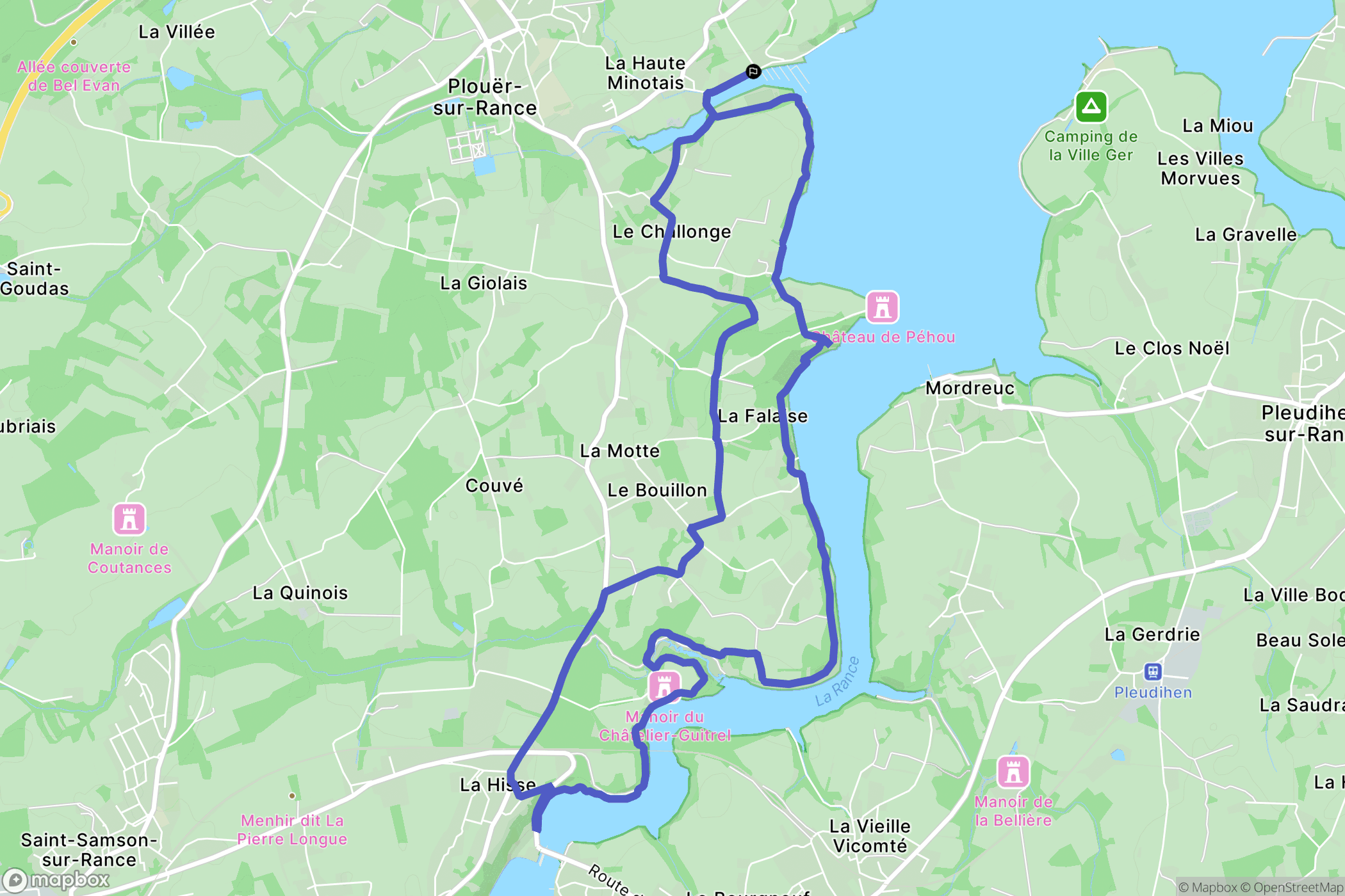Plouër-sur-Rance : carte du parcours de randonnée - France