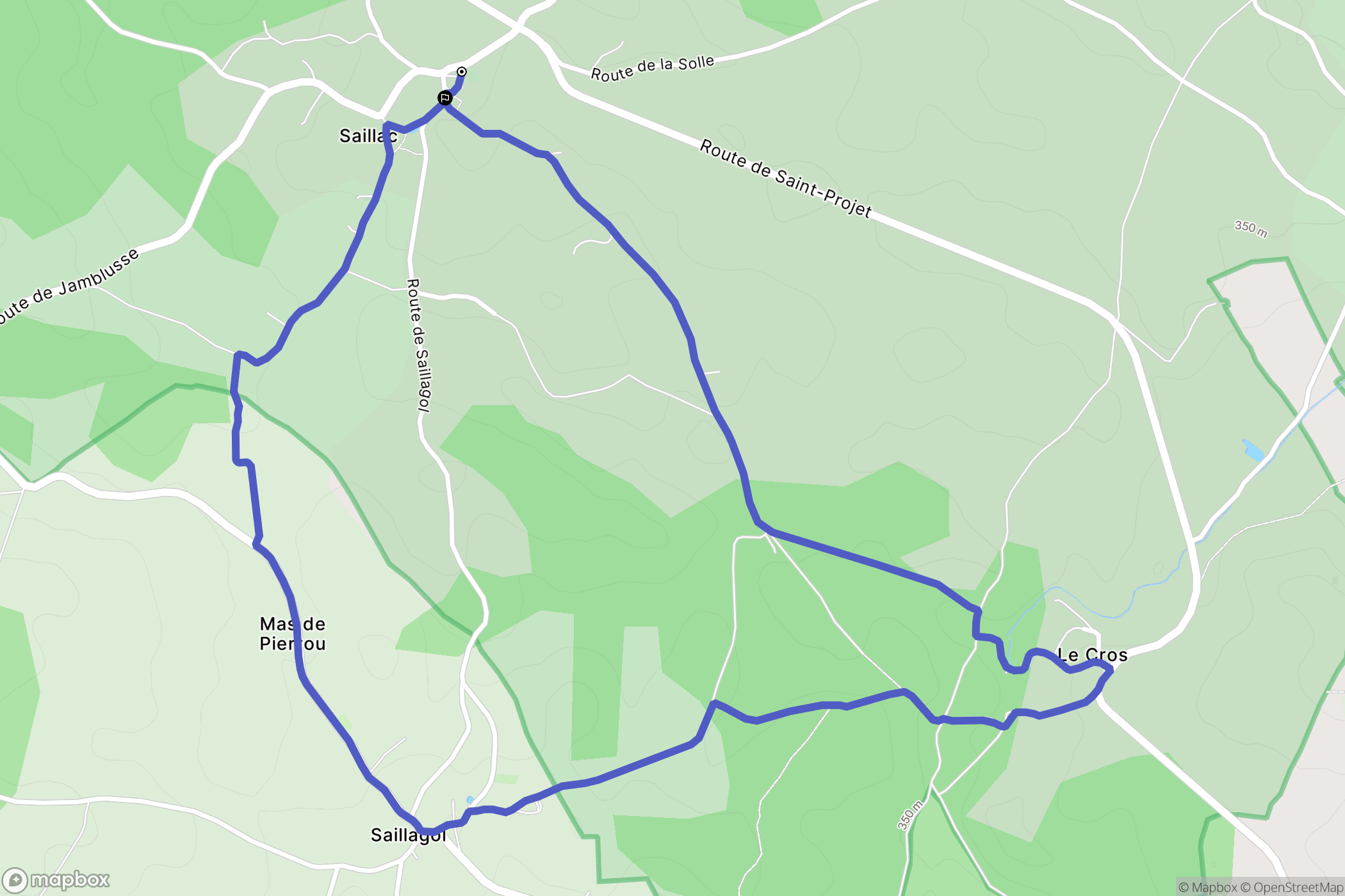 Saillac : carte du parcours de randonnée - France