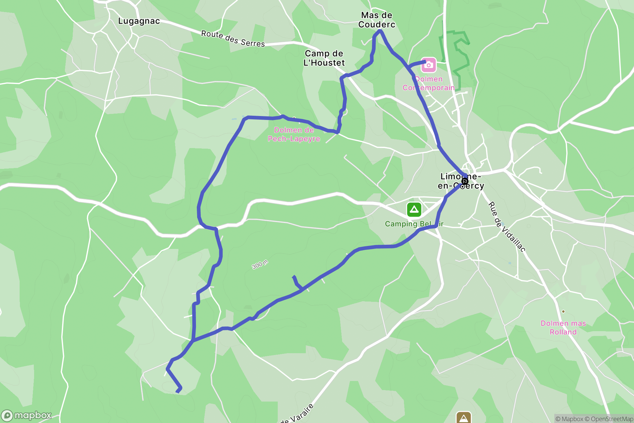 Limogne-en-Quercy : carte du parcours de randonnée - France