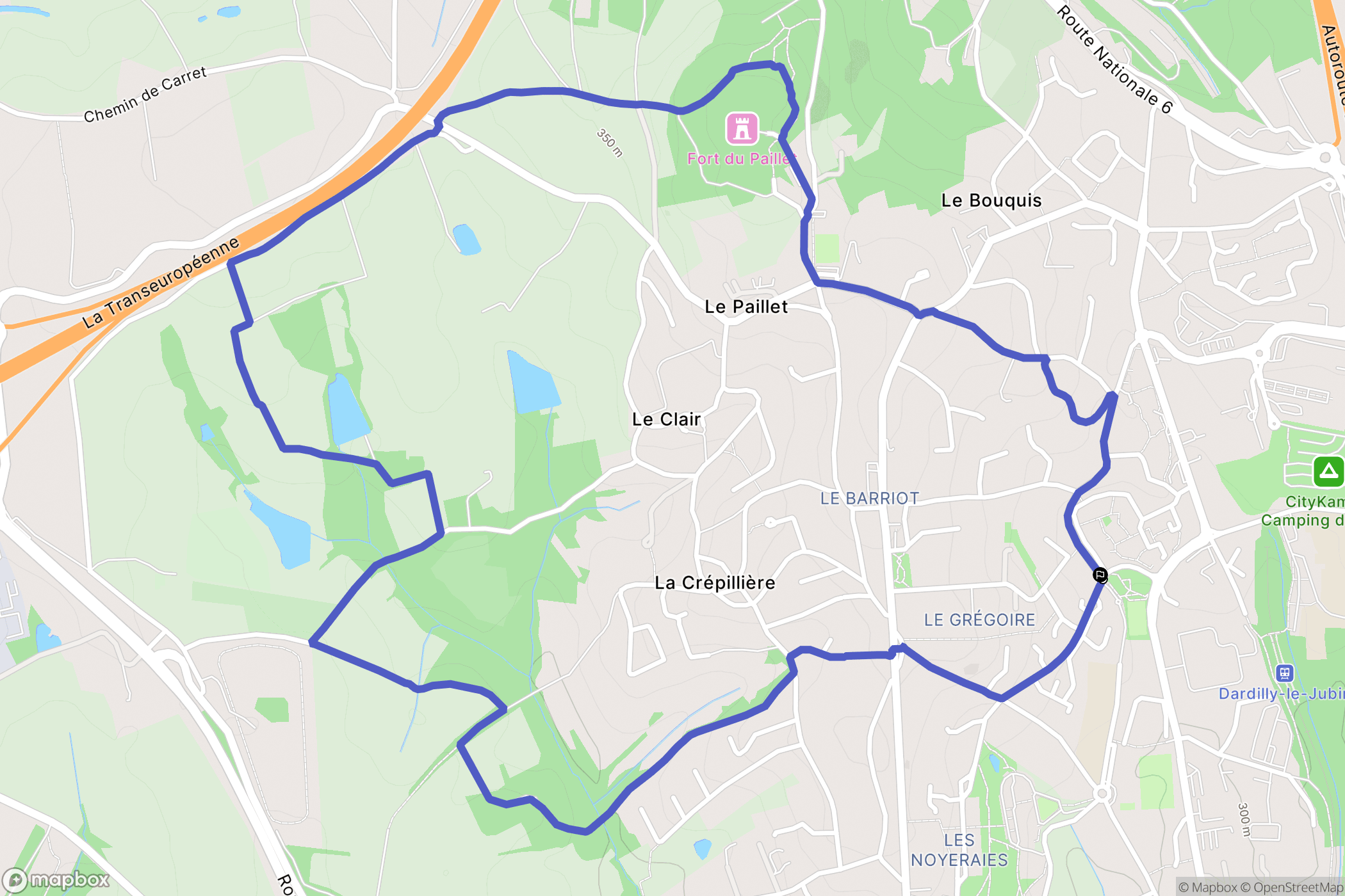 Dardilly : carte du parcours de randonnée - France