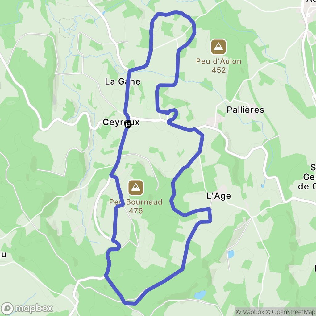 Ceyroux : carte du parcours de randonnée - France