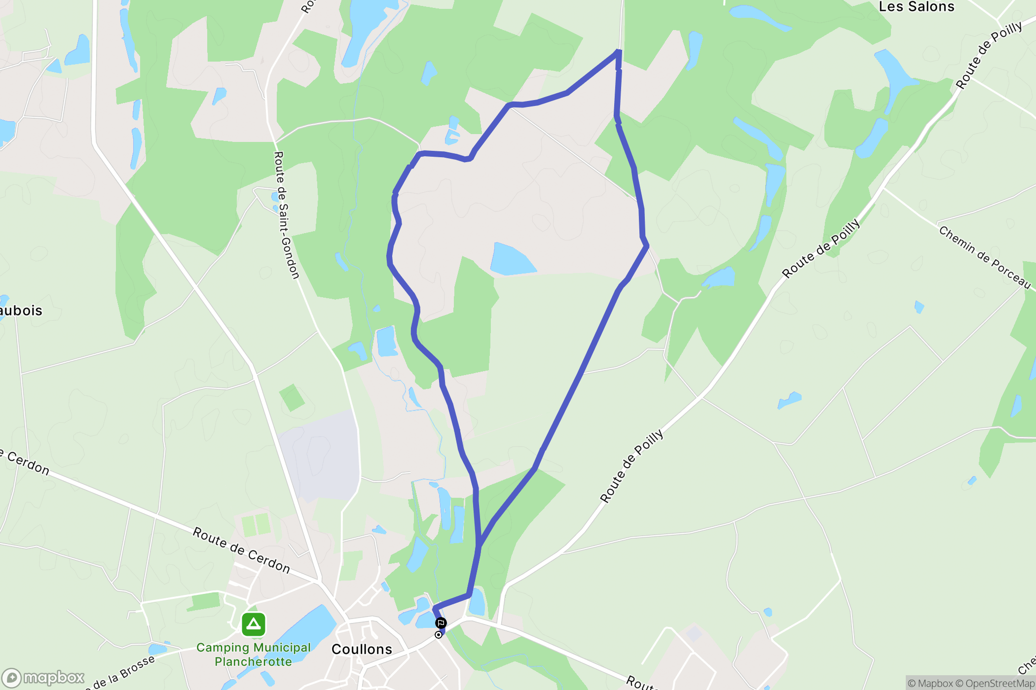 Coullons : carte du parcours de randonnée - France