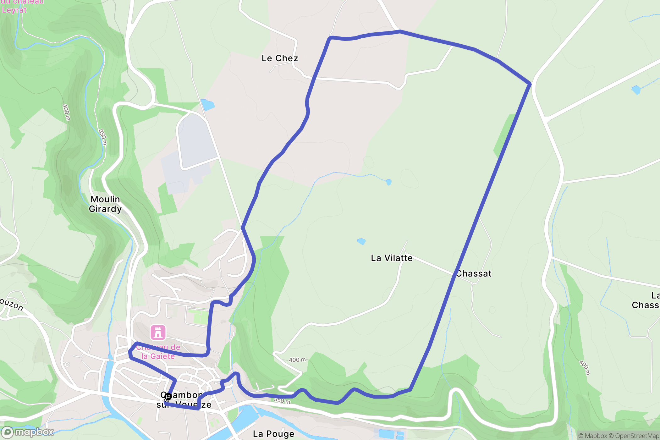 Chambon-sur-Voueize : carte du parcours de randonnée - France