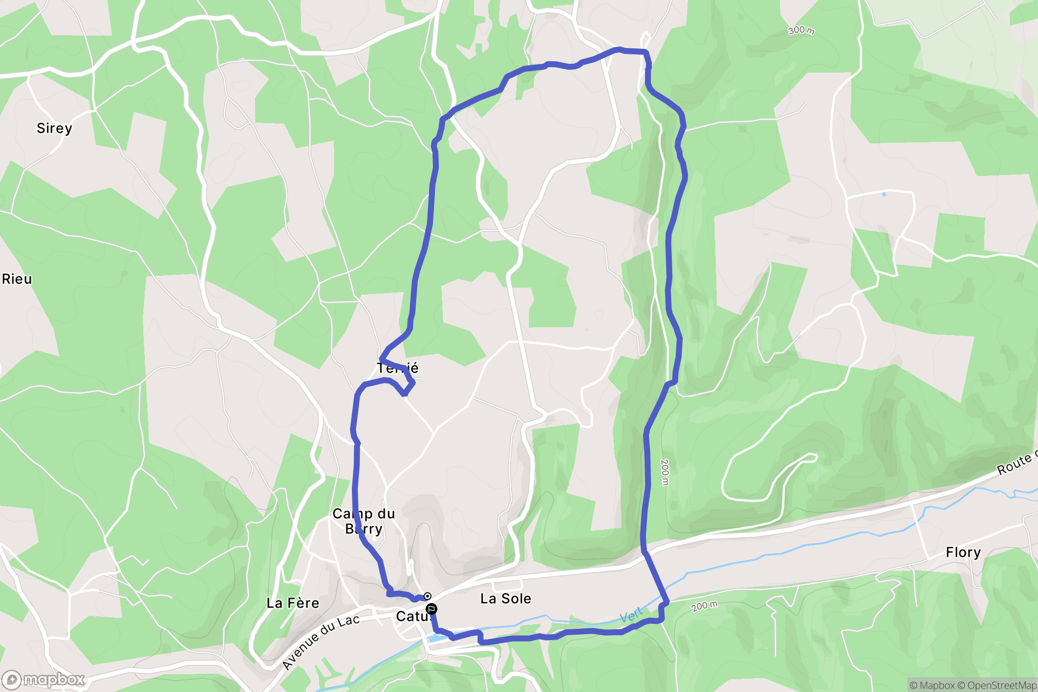 Catus : carte du parcours de randonnée - France