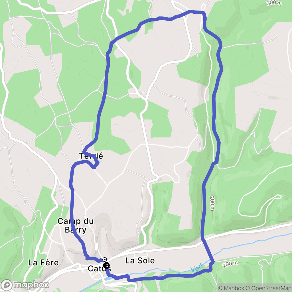 Catus : carte du parcours de randonnée - France