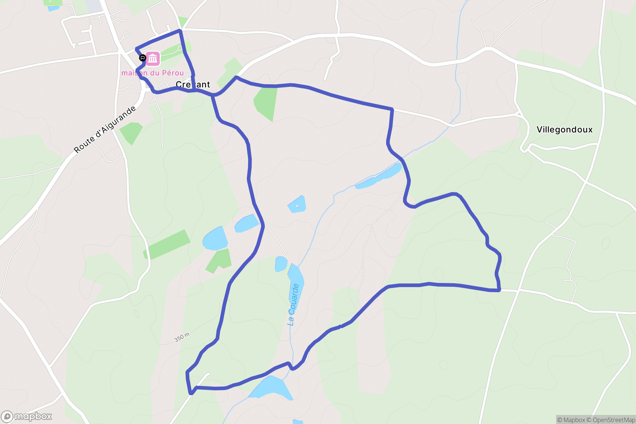 Crevant : carte du parcours de randonnée - France