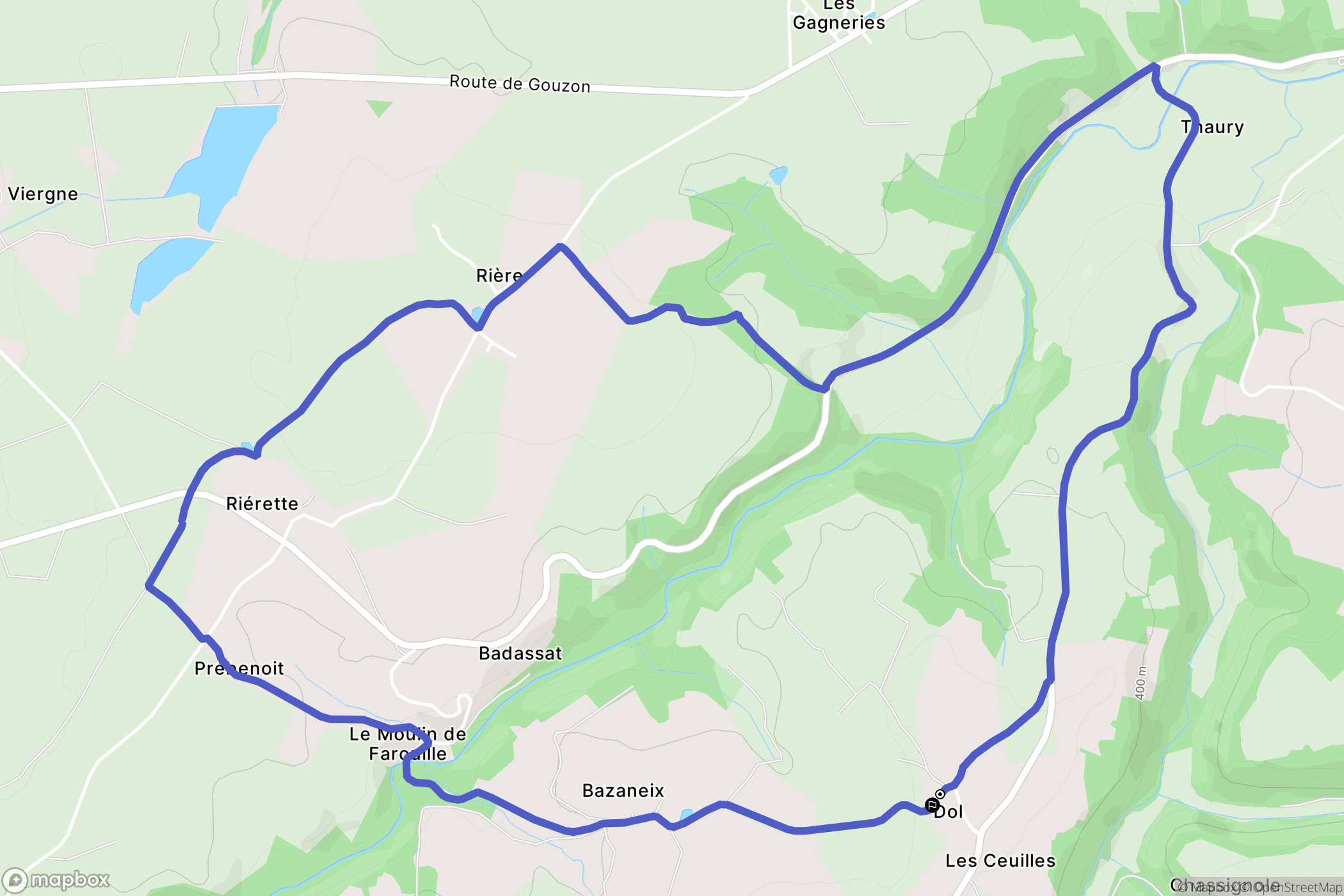 Chambon-sur-Voueize : carte du parcours de randonnée - France