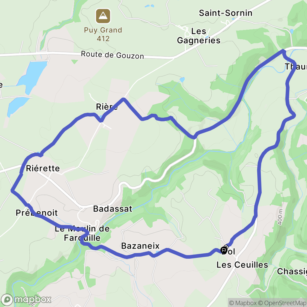 Chambon-sur-Voueize : carte du parcours de randonnée - France