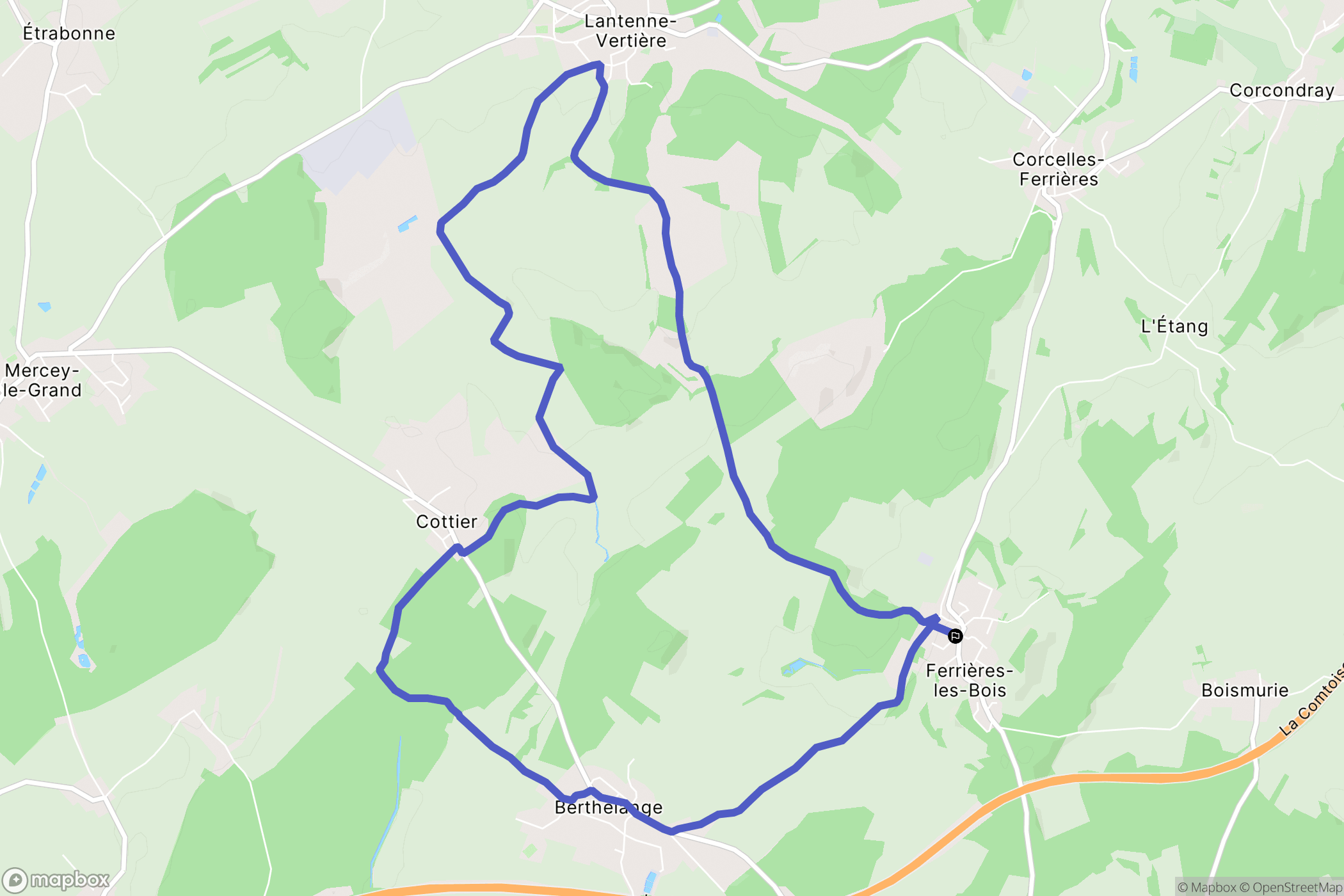 Ferrières-les-Bois : carte du parcours de randonnée - France