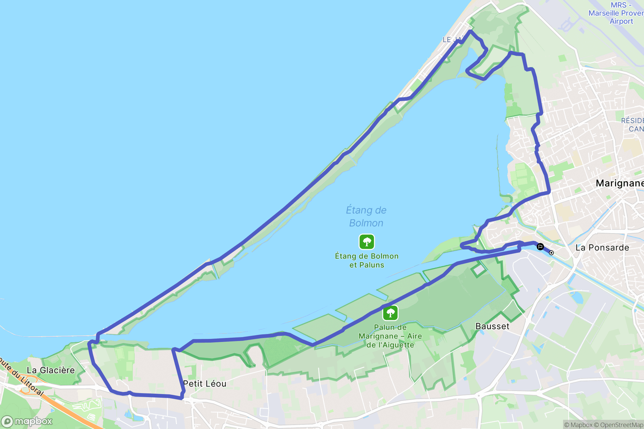 Marignane : carte du parcours de randonnée - France