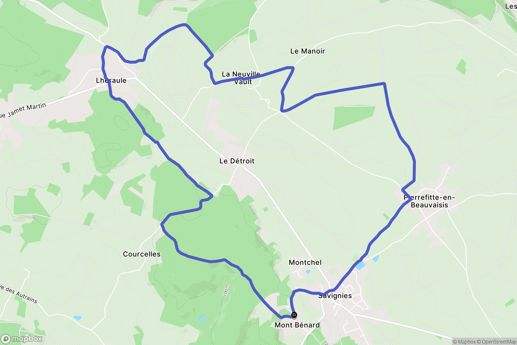 Savignies : carte du parcours de randonnée - France