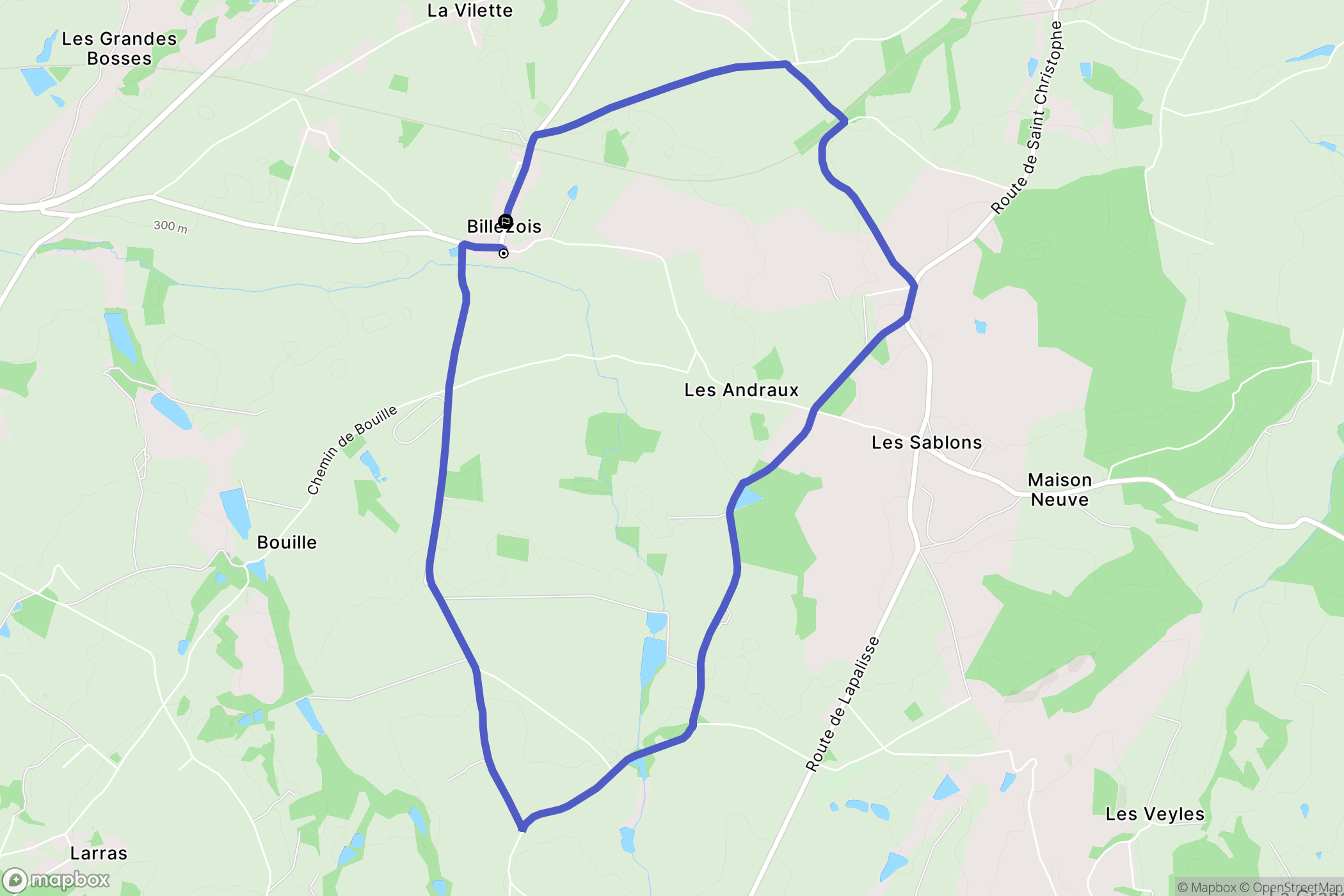 Billezois : carte du parcours de randonnée - France