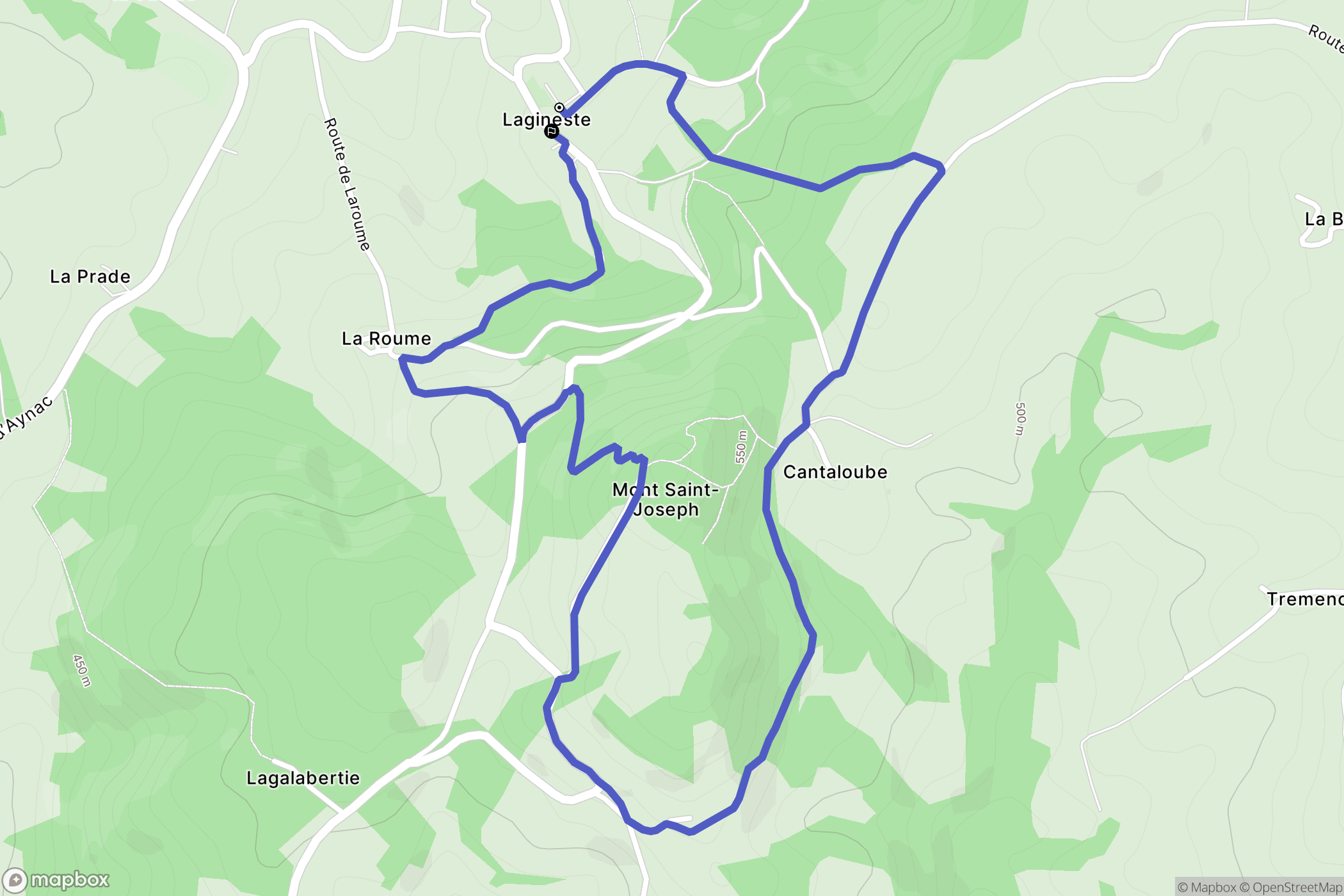 Saint-Jean-Lagineste : carte du parcours de randonnée - France