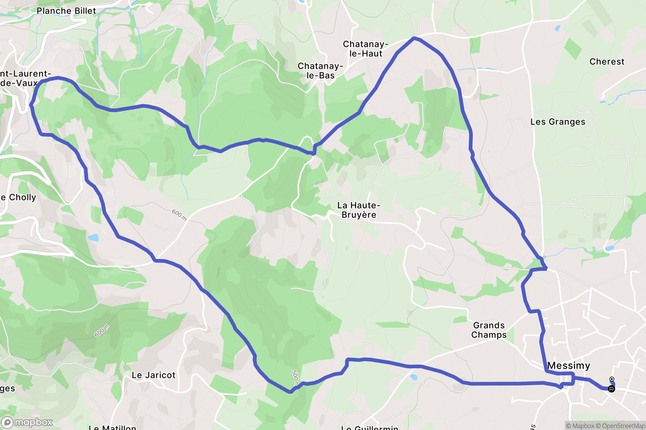 Messimy : carte du parcours de randonnée - France