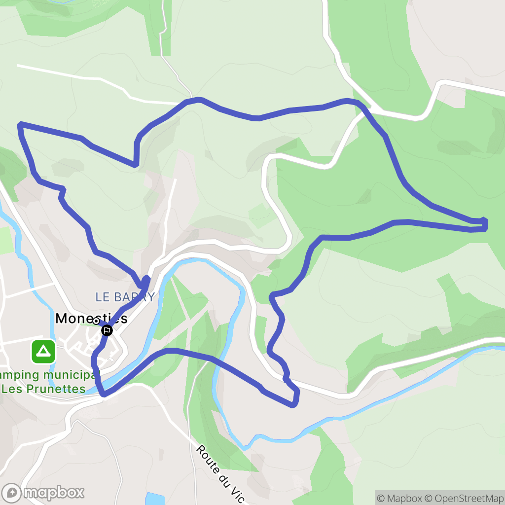 Monestiés : carte du parcours de randonnée - France