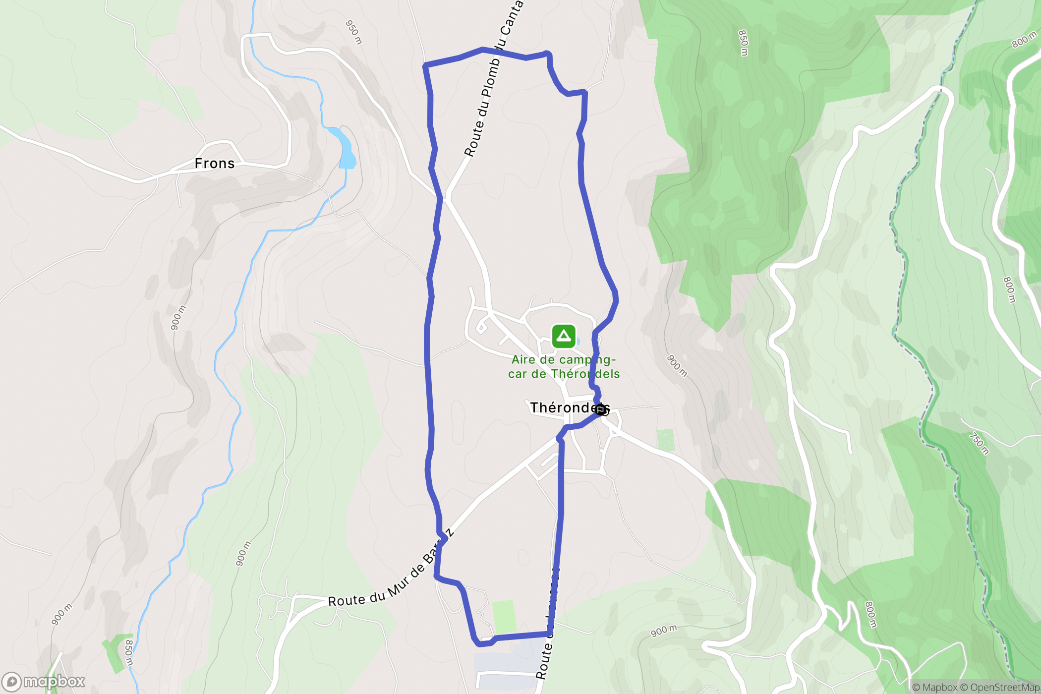 Thérondels : carte du parcours de randonnée - France
