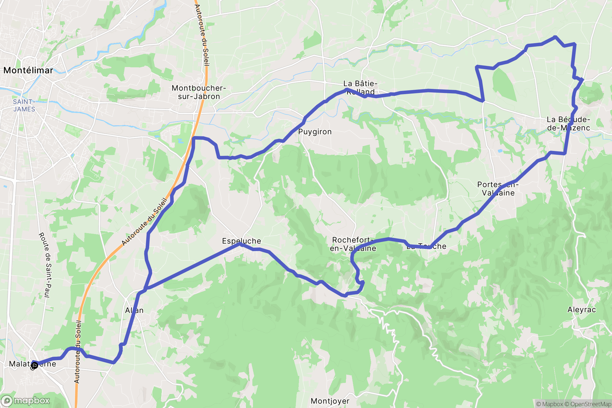 Malataverne : carte du parcours de randonnée - France