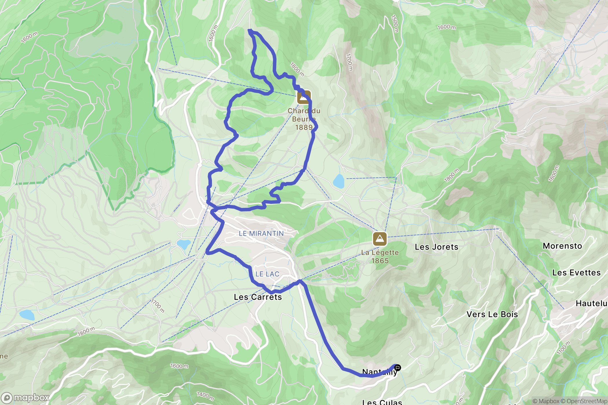Hauteluce : carte du parcours de randonnée - France