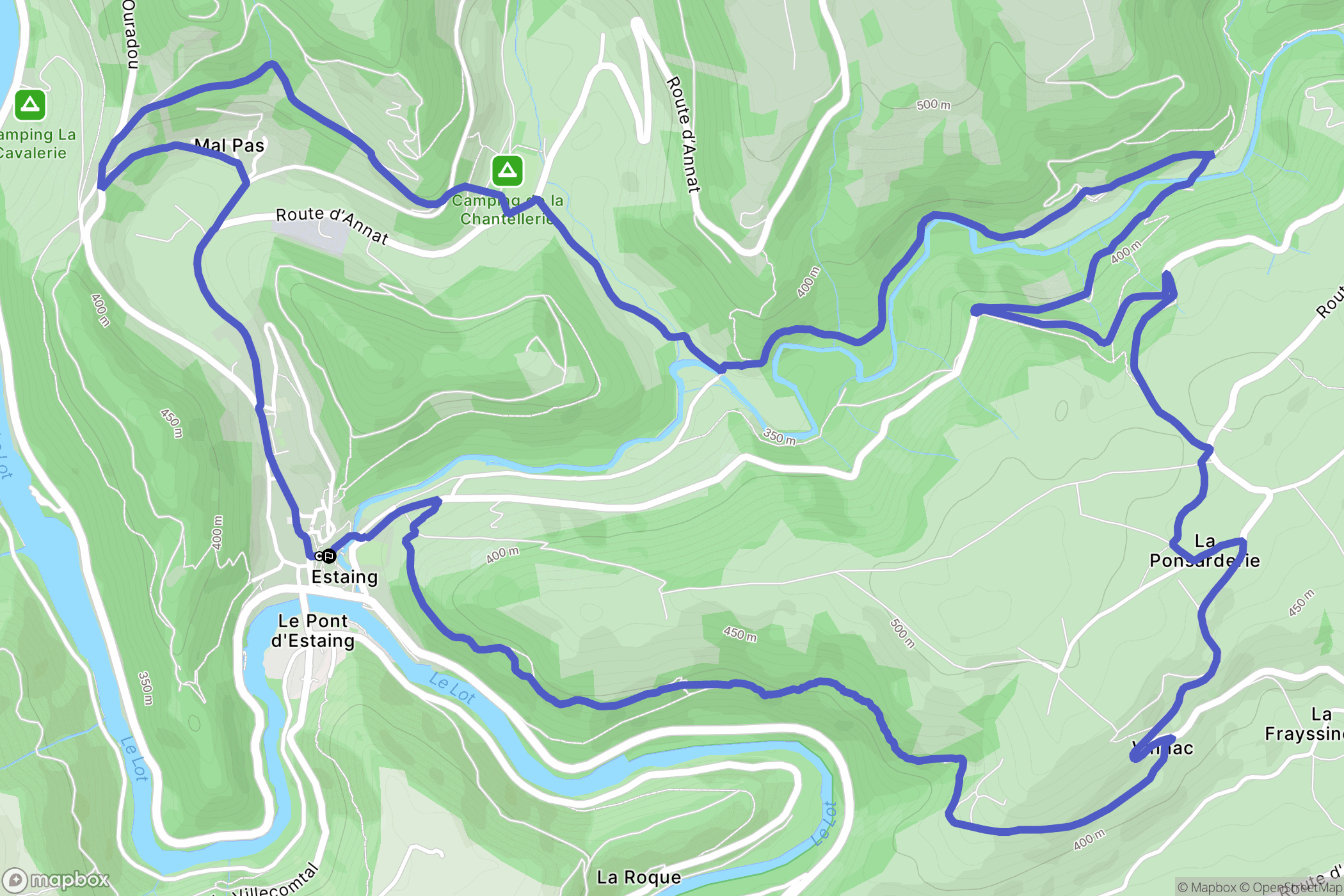 Estaing : carte du parcours de randonnée - France