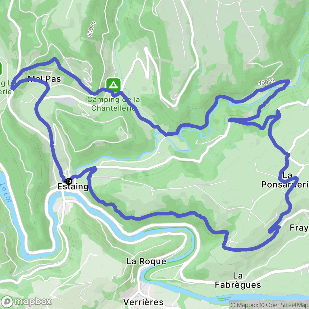 Estaing : carte du parcours de randonnée - France