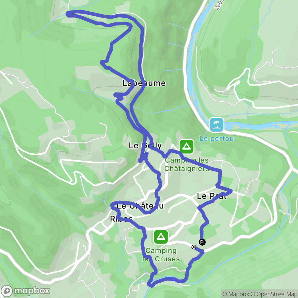 Ribes : carte du parcours de randonnée - France