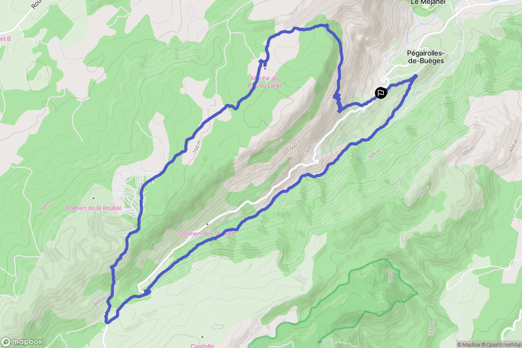 Pégairolles-de-Buèges : carte du parcours de randonnée - France