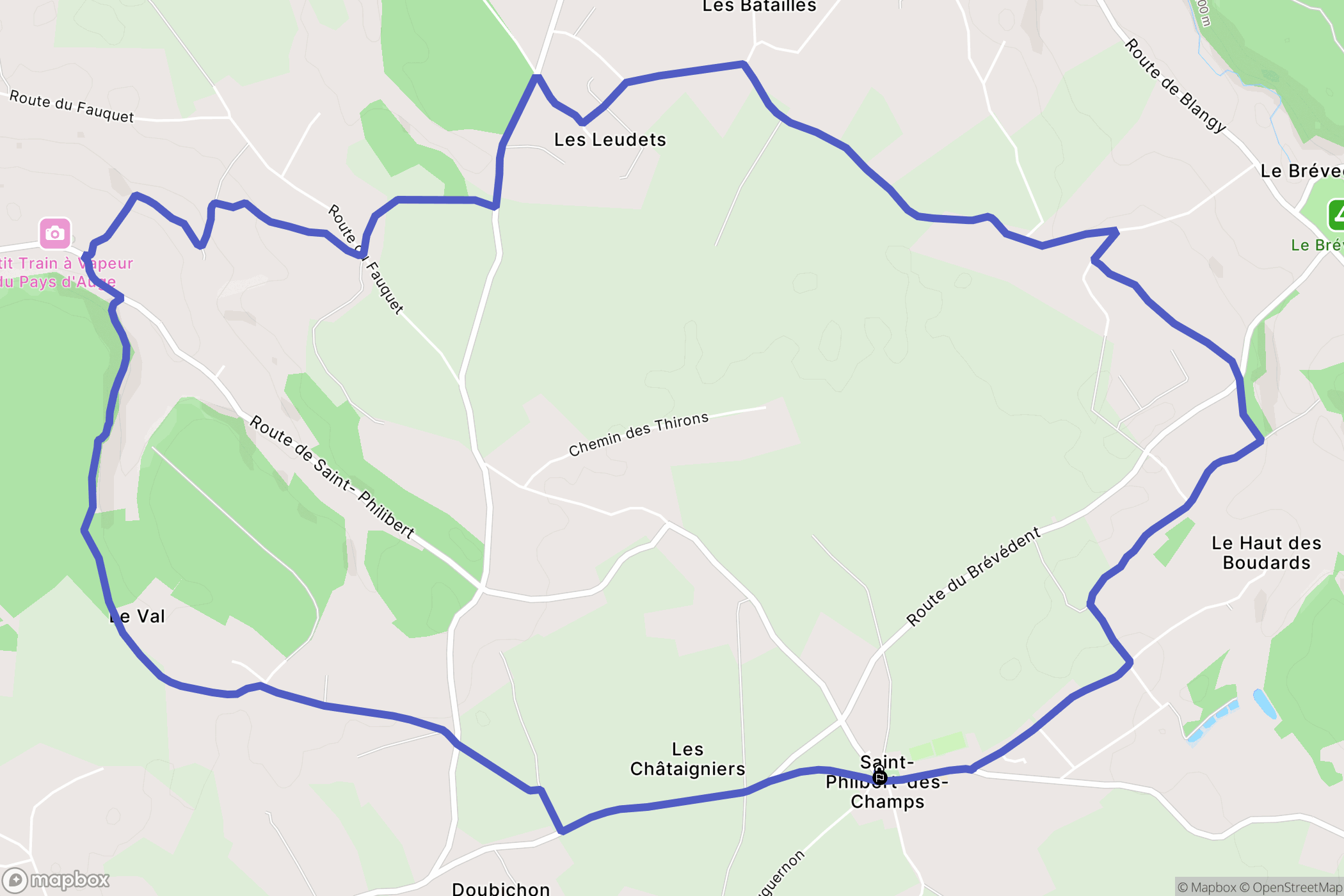 Saint-Philibert-des-Champs : carte du parcours de randonnée - France