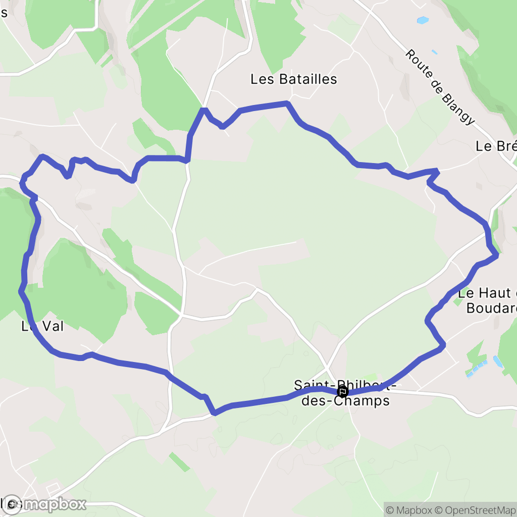 Saint-Philibert-des-Champs : carte du parcours de randonnée - France