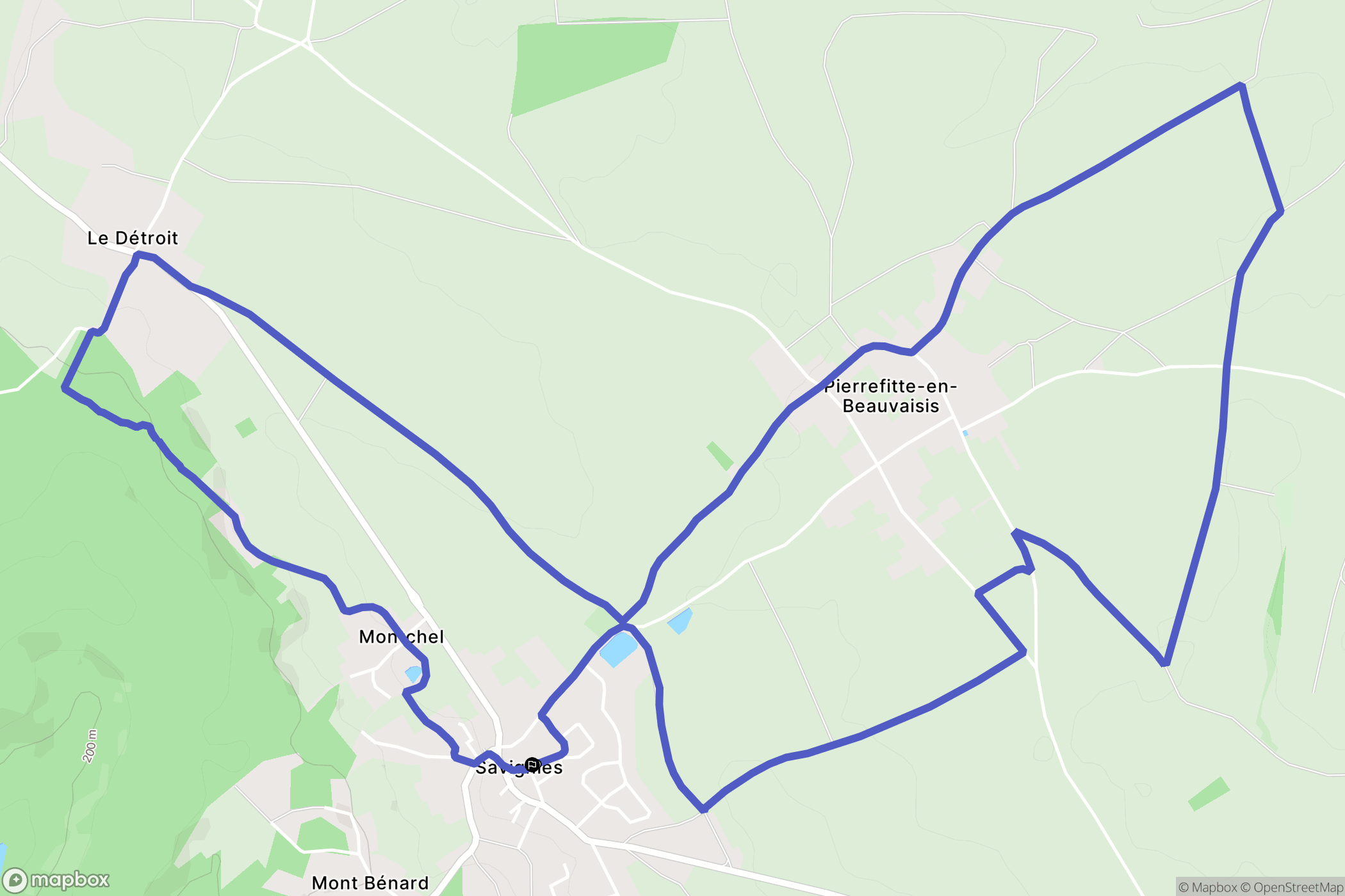 Savignies : carte du parcours de randonnée - France