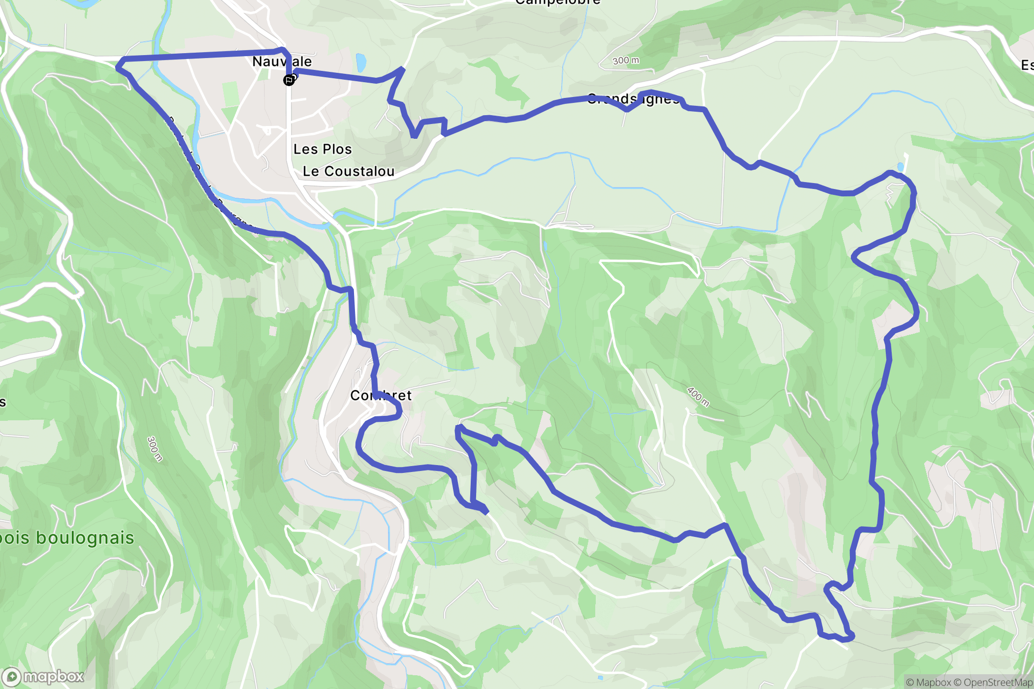 Nauviale : carte du parcours de randonnée - France