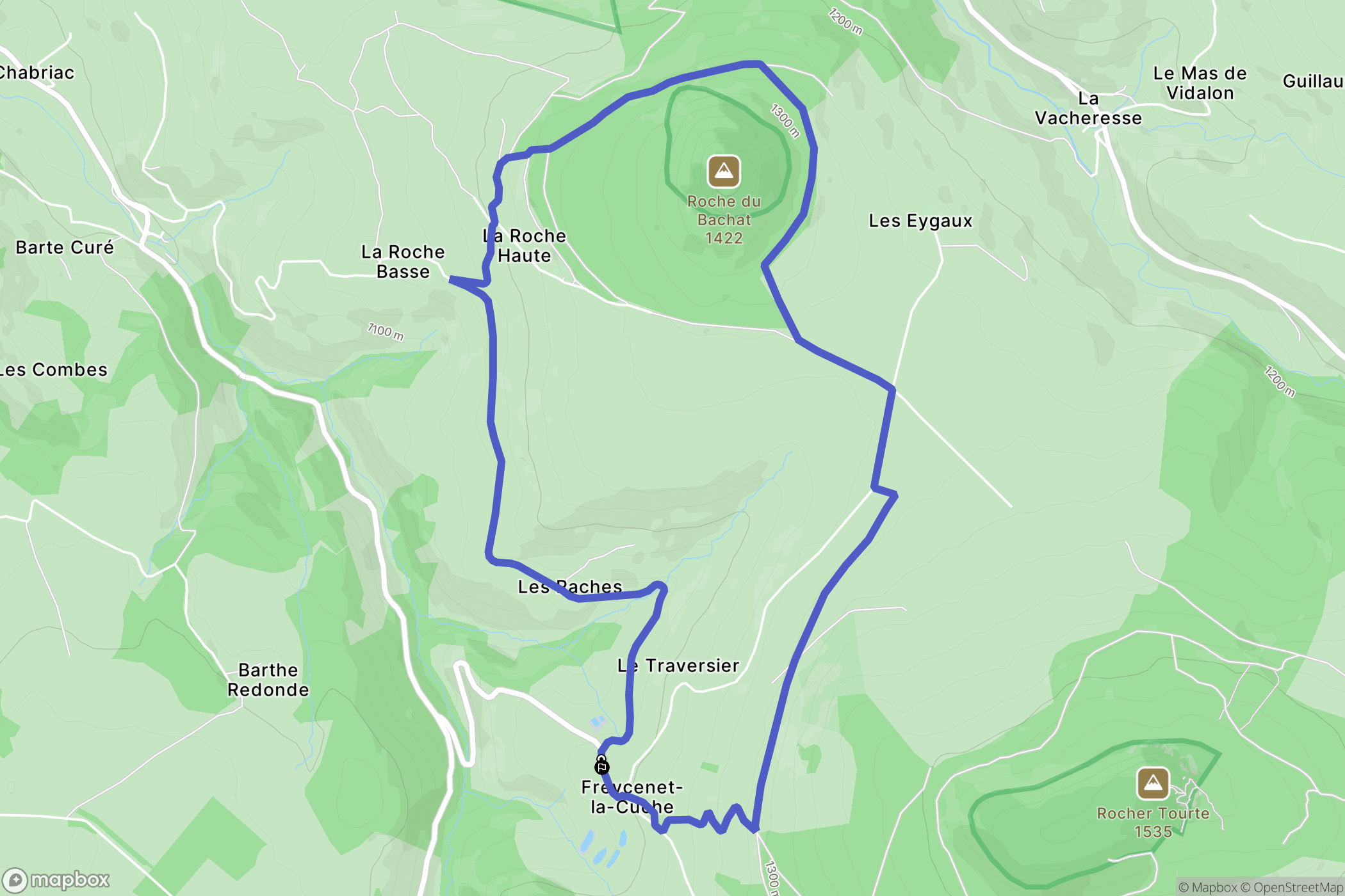 Freycenet-la-Cuche : carte du parcours de randonnée - France