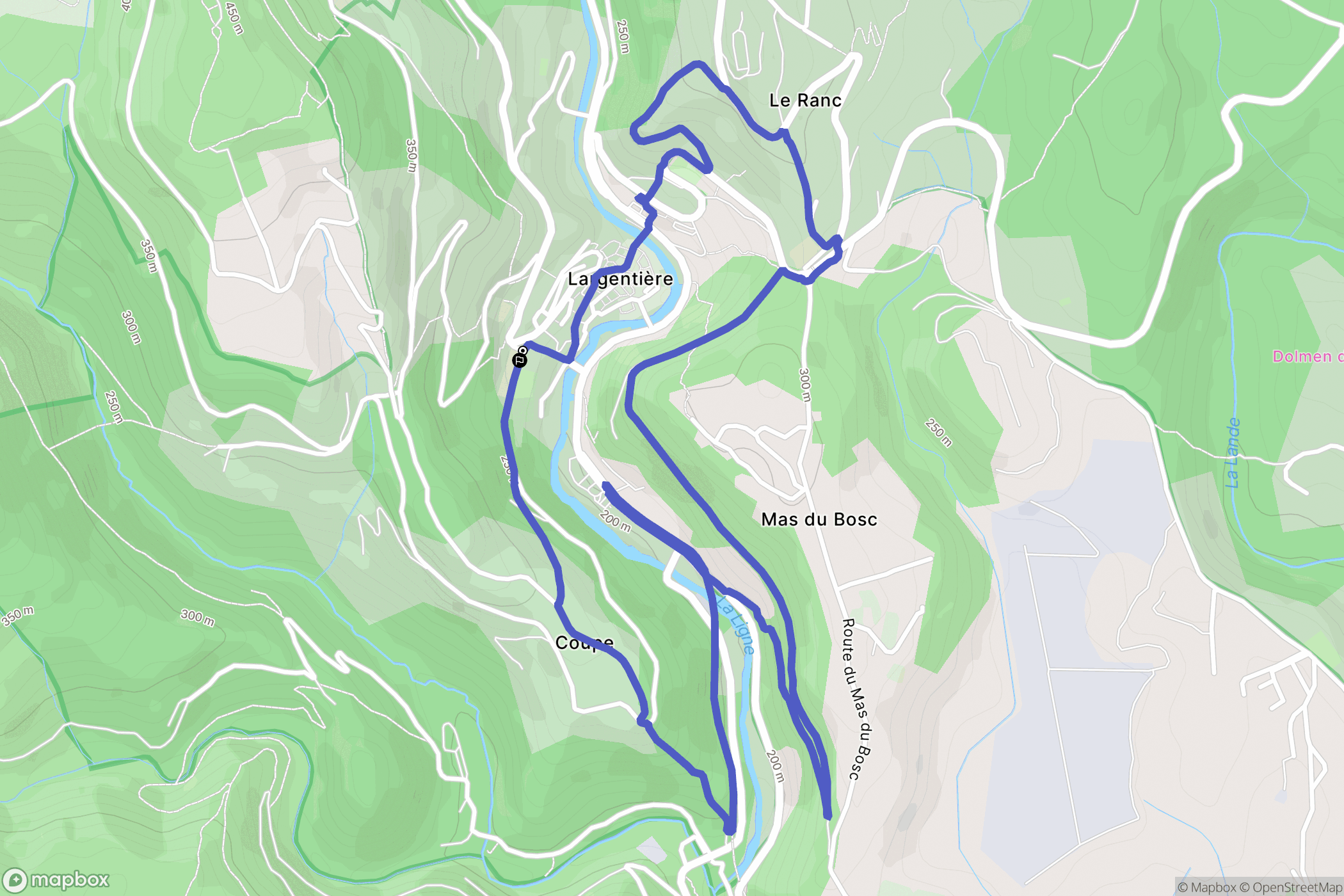Largentière : carte du parcours de randonnée - France