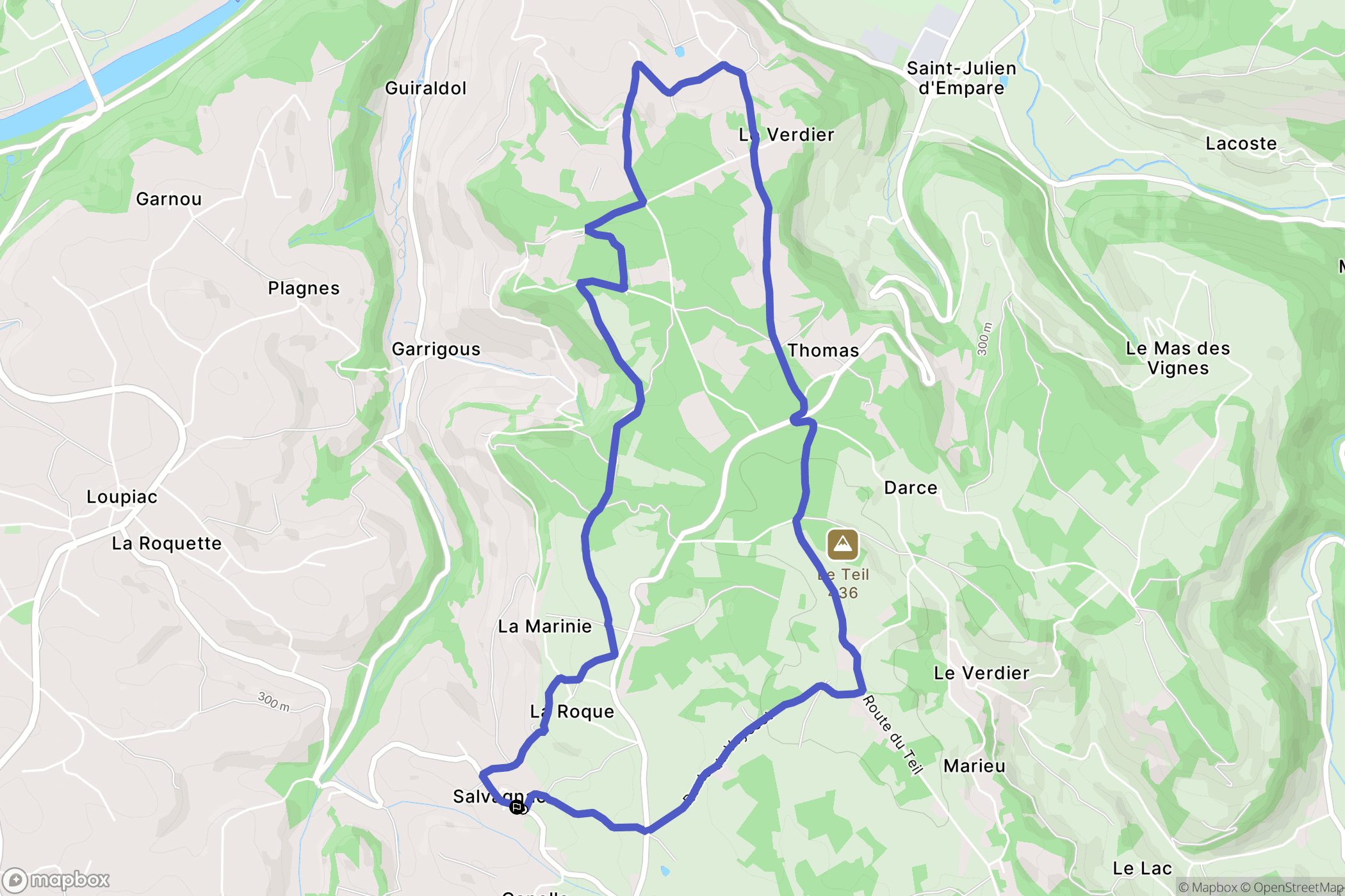 Causse-et-Diège : carte du parcours de randonnée - France