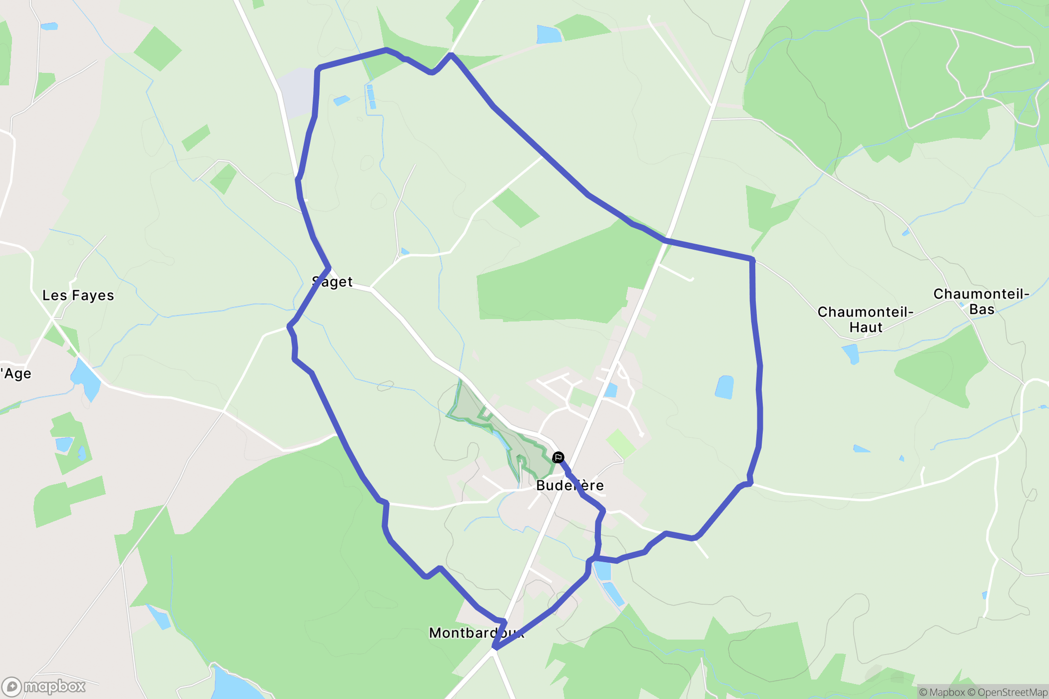 Budelière : carte du parcours de randonnée - France