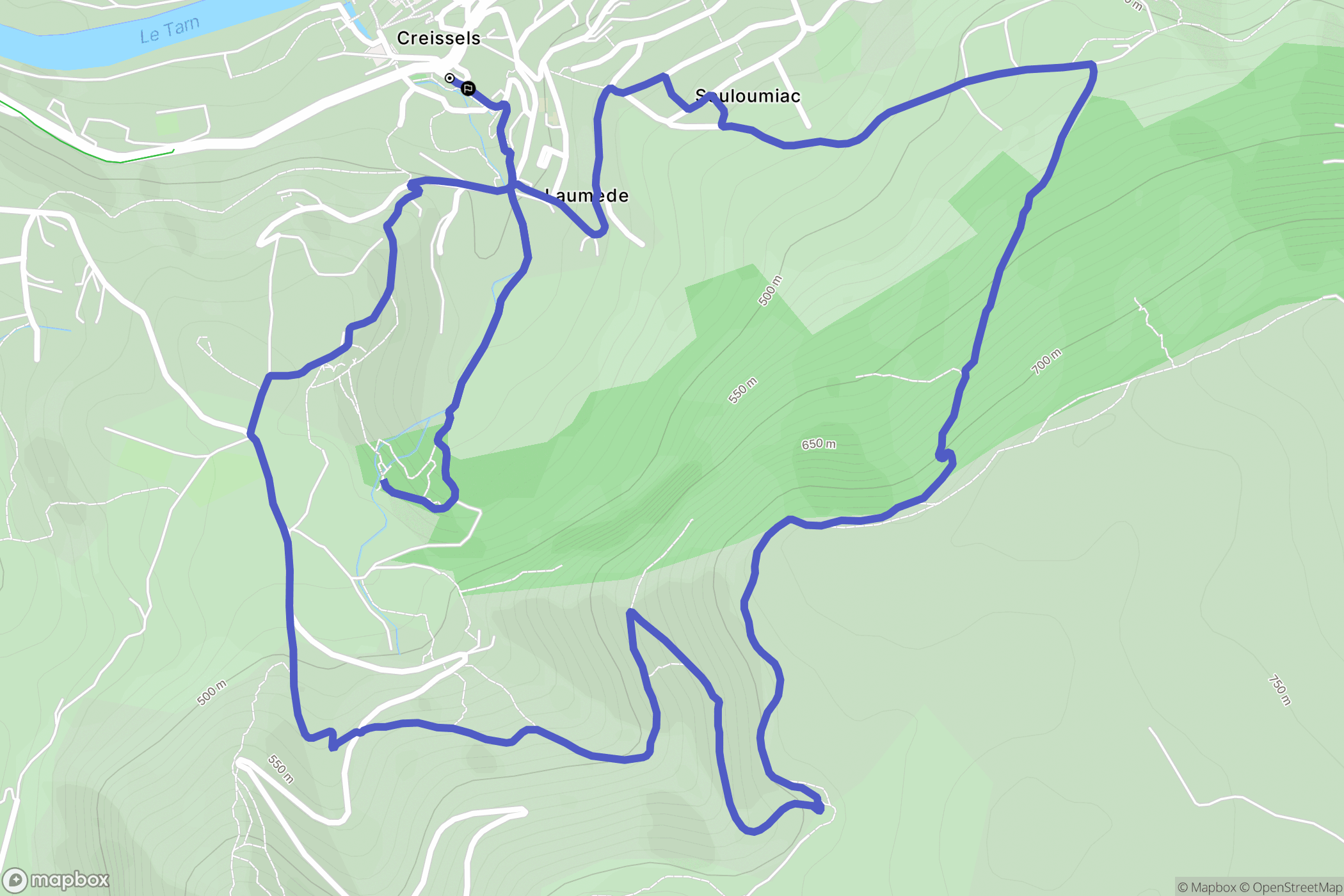 Creissels : carte du parcours de randonnée - France